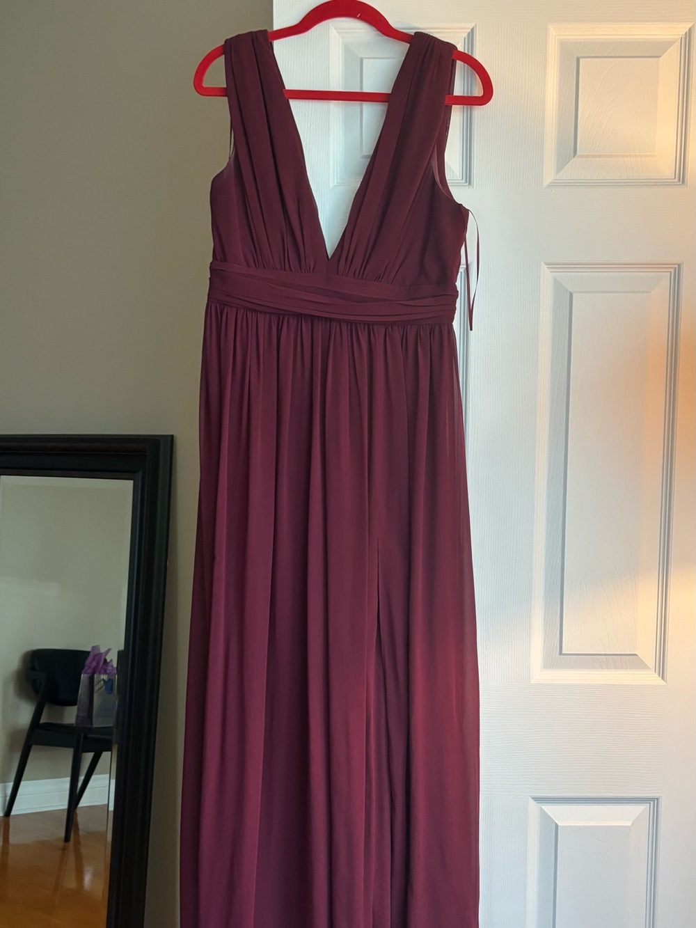 Deep Wine V-Neck Sleeveless Maxi Dress - wedding guest or bridesmaid